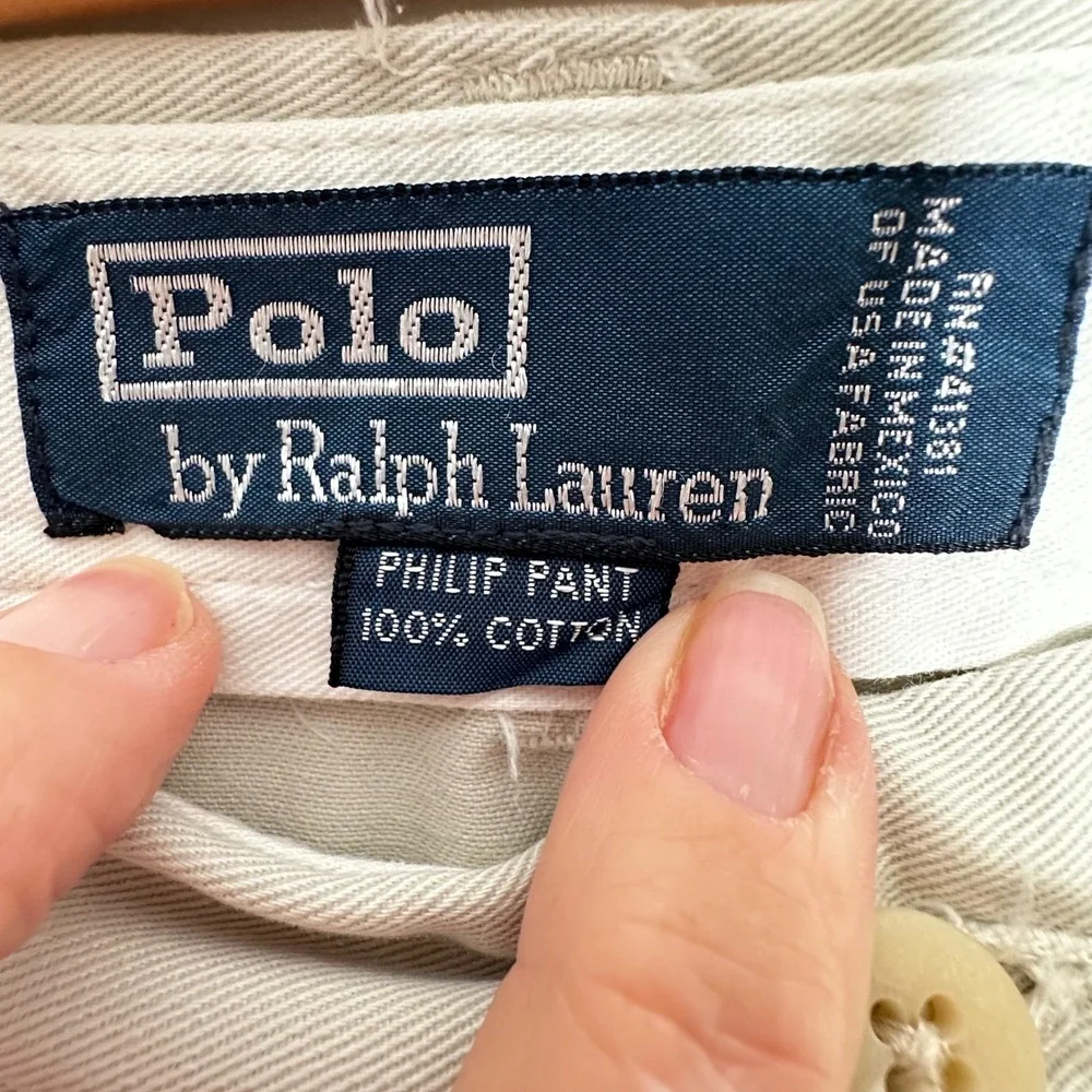 Polo Ralph Lauren Mens Classic Chino Philip Pants Cotton Beige Trousers Waist 38